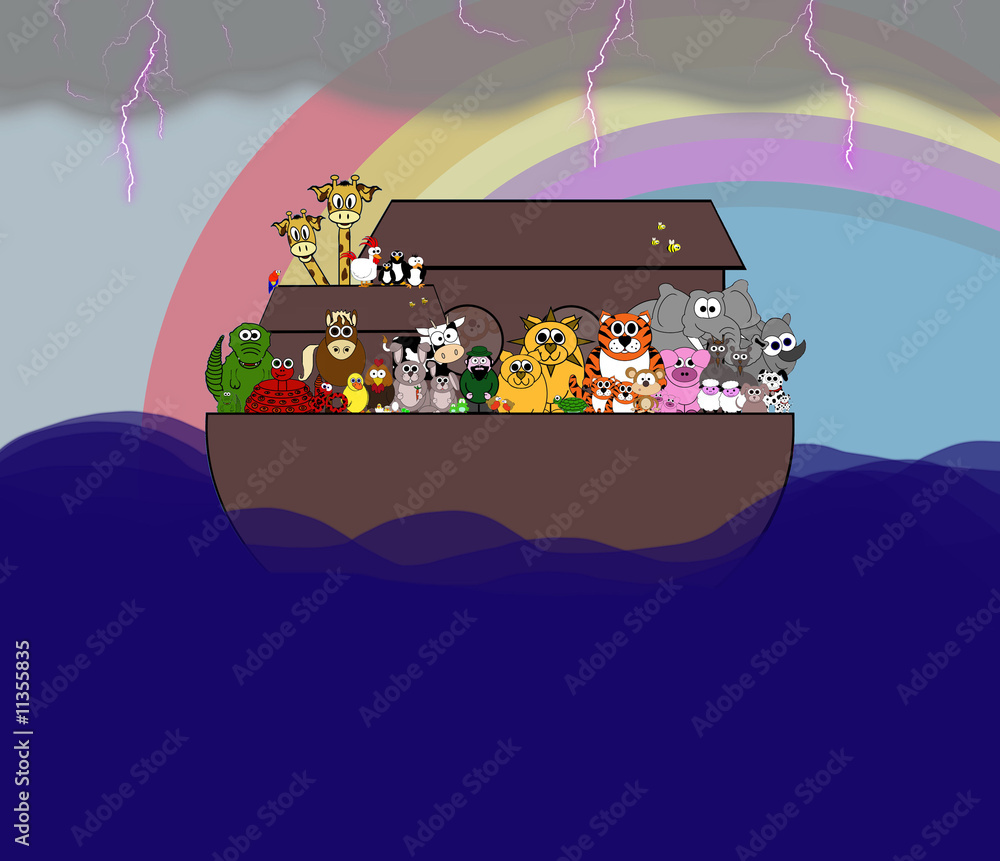 Obraz premium Noah's Ark Scene - The Great Flood