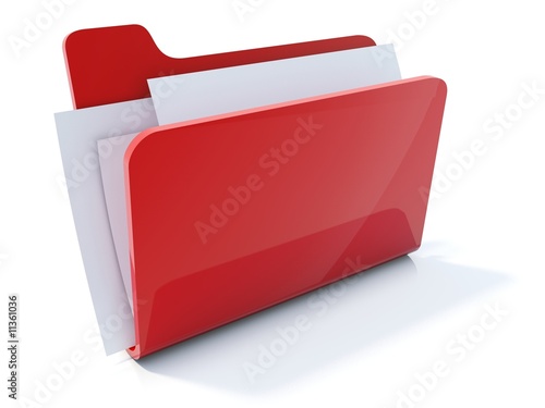 Full red folder icon isolated on white