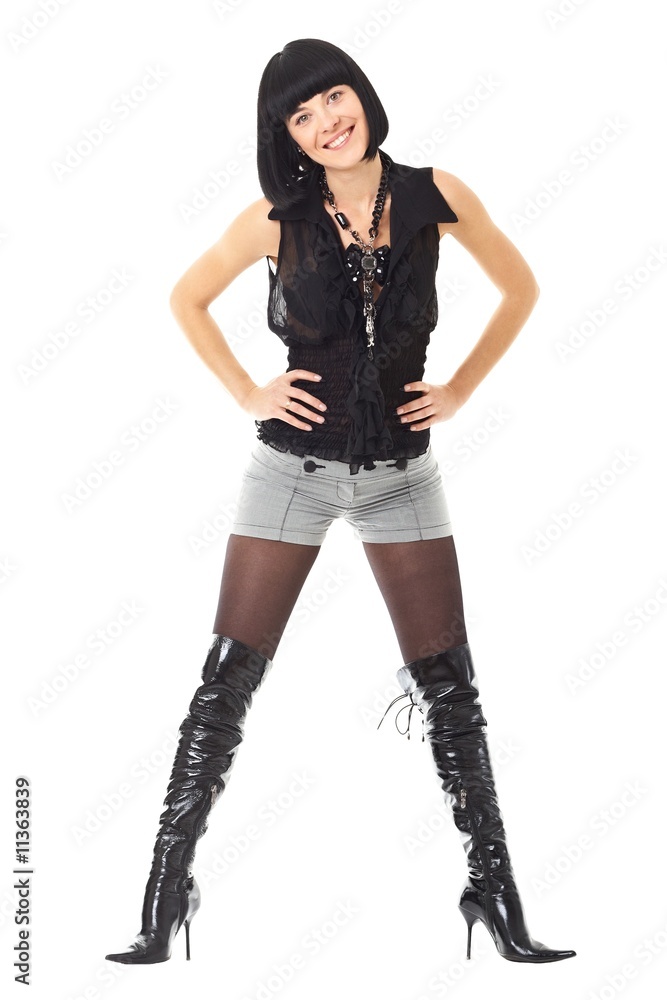woman standing against isolated white background woman standing against isolated white background