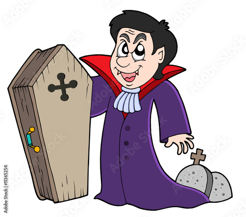 Vampire with coffin and graves