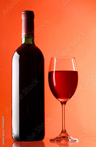 Glass and bottle of wine