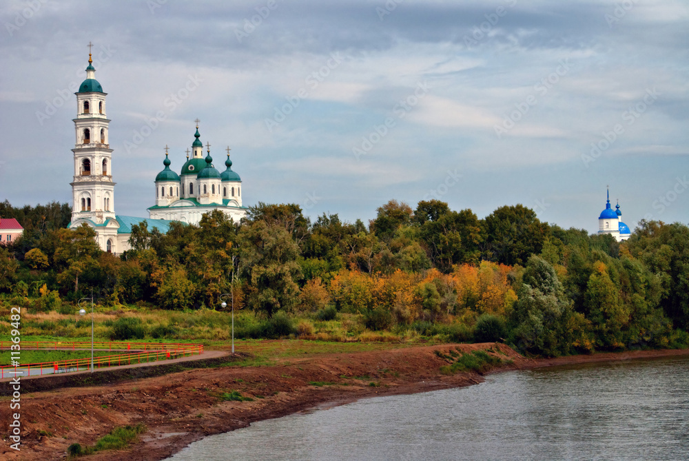 Churches and river