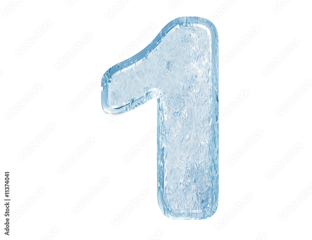 Naklejka premium Ice font. Number one.With clipping path.