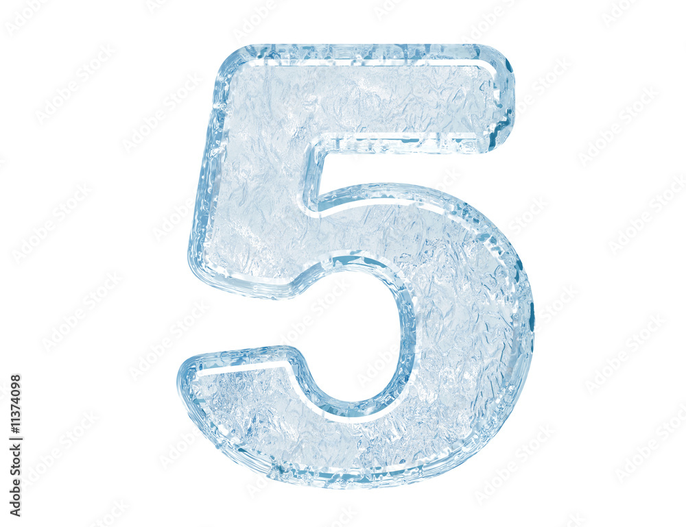 Ice font. Number five.With clipping path. Ice font. Number five.With clipping path.