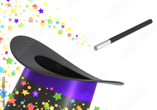 Magic hat and wand with clipping path