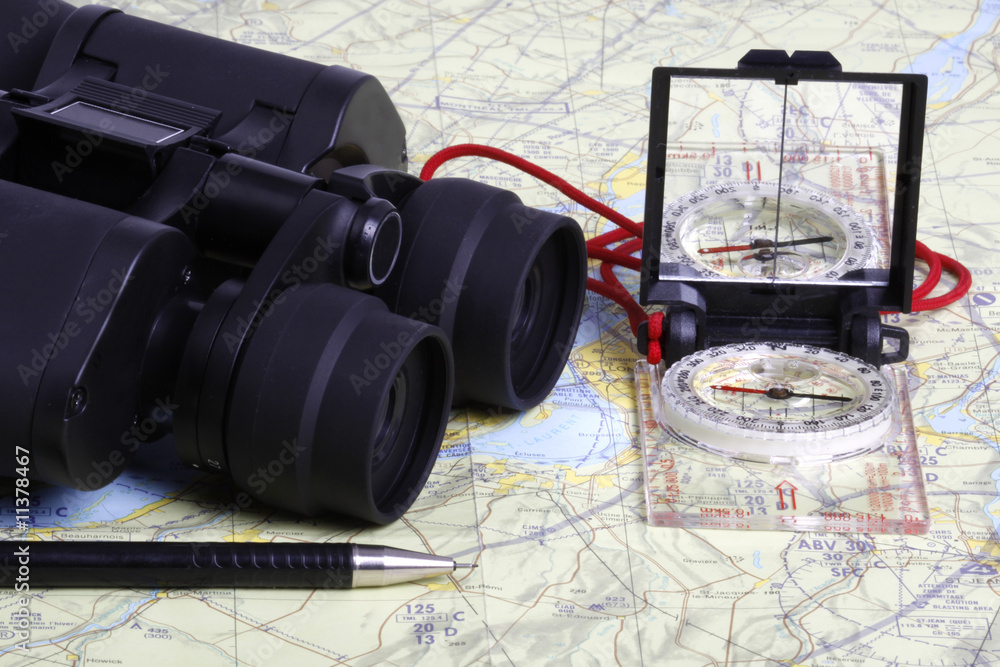 map,  Binoculars and compass - 2