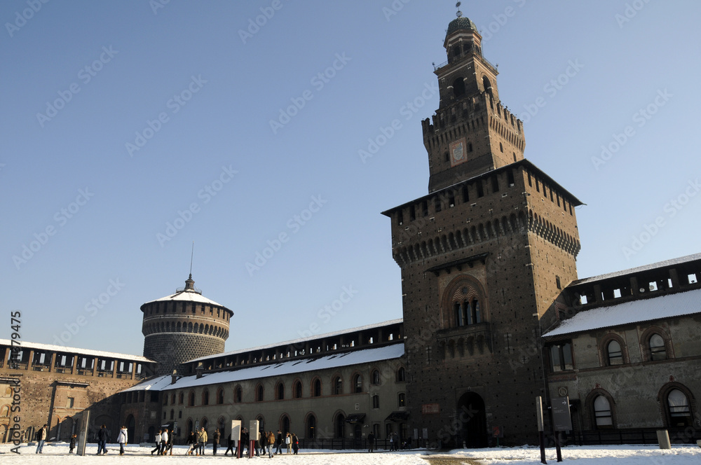 Fototapeta premium Milan castle under snow