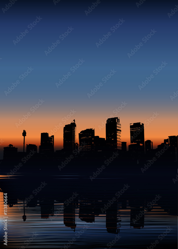 vector illustration of a city in early morning