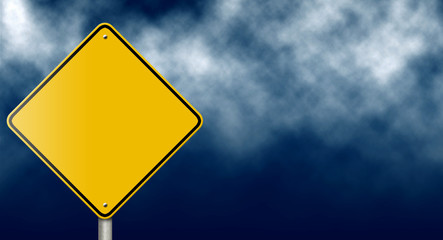 Blank Traffic Sign on Dark Stormy Sky