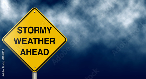 Stormy Weather Ahead Road Sign