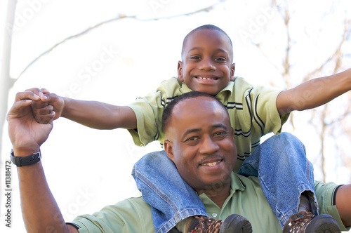 Man and Child Having Fun