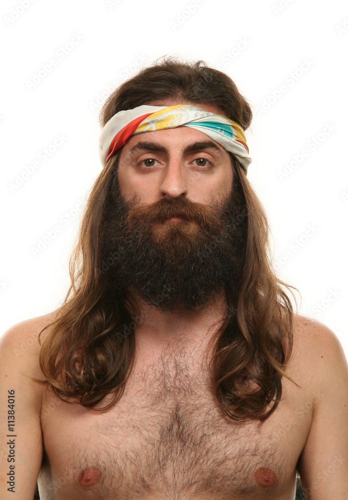 man in studio, long hair hippy Stock Photo | Adobe Stock