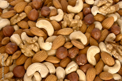 Assorted nuts close up.