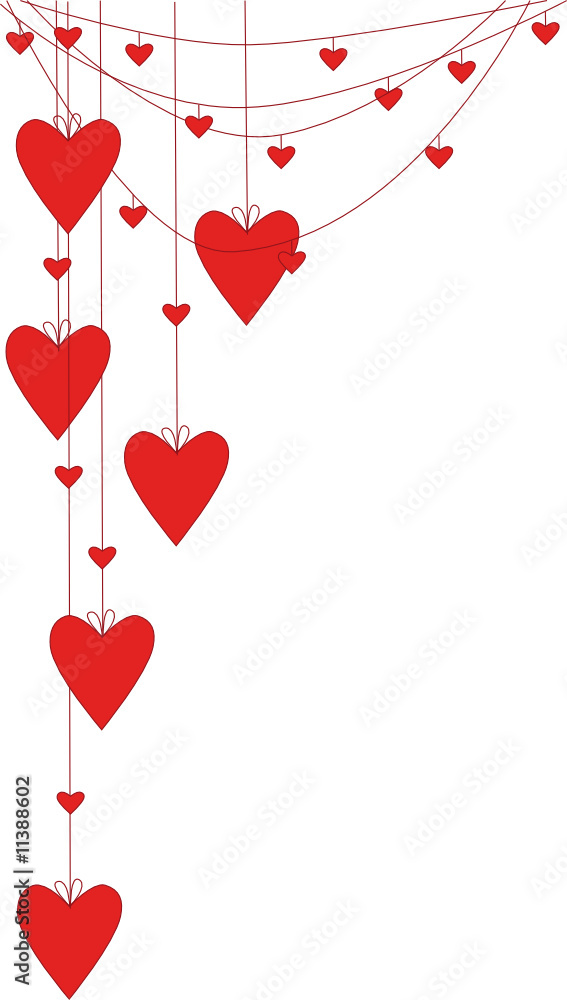 Valentin`s day card with red hearts