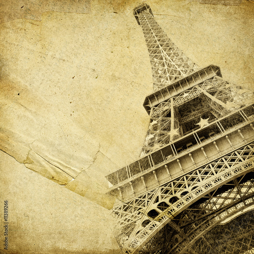 vintage paper with eiffel tower #11389266
