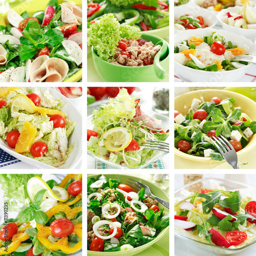 Healthy salads collage #11390235