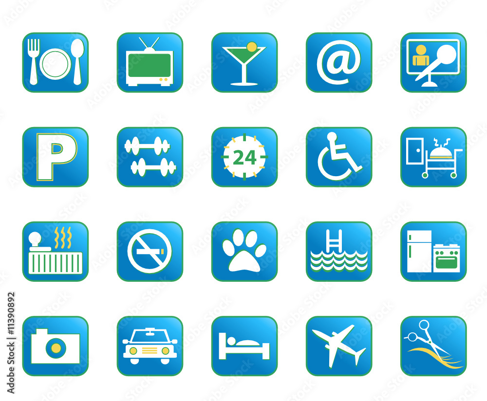 Blue Hotel Vector Icons Blue Hotel Vector Icons
