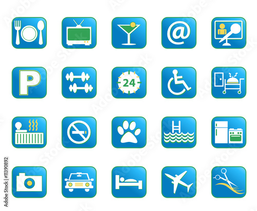 Blue Hotel Vector Icons