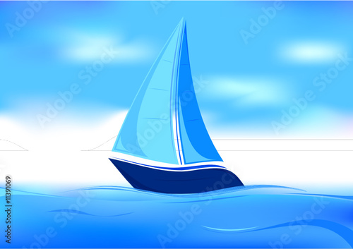 sailboat symbol on blue background