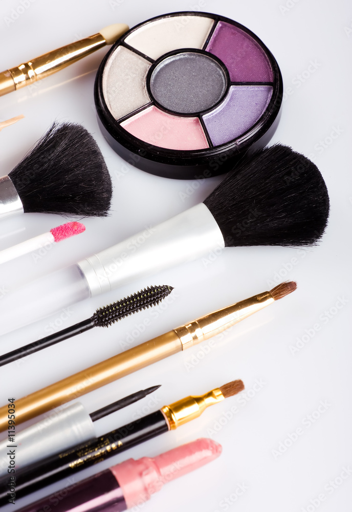 makeup brushes on a white background isolated makeup brushes on a white background isolated
