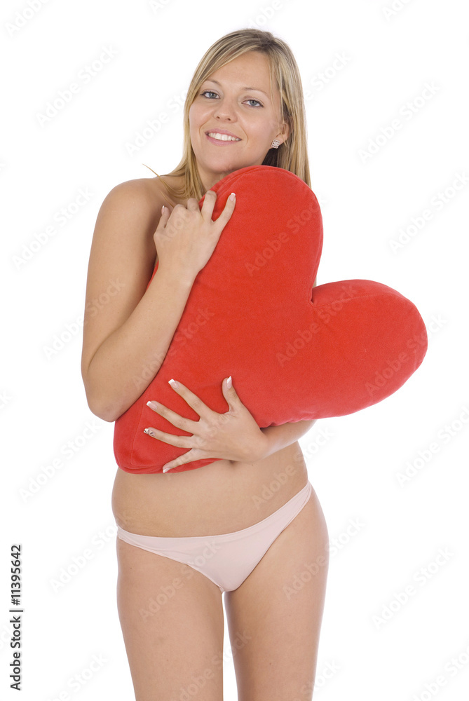 beautiful woman with heart in Valentines Day beautiful woman with heart in Valentines Day