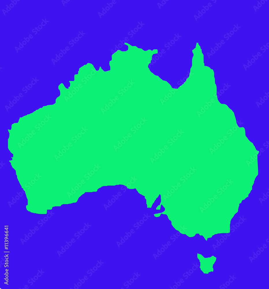 Outline map of Australia and Tasmania