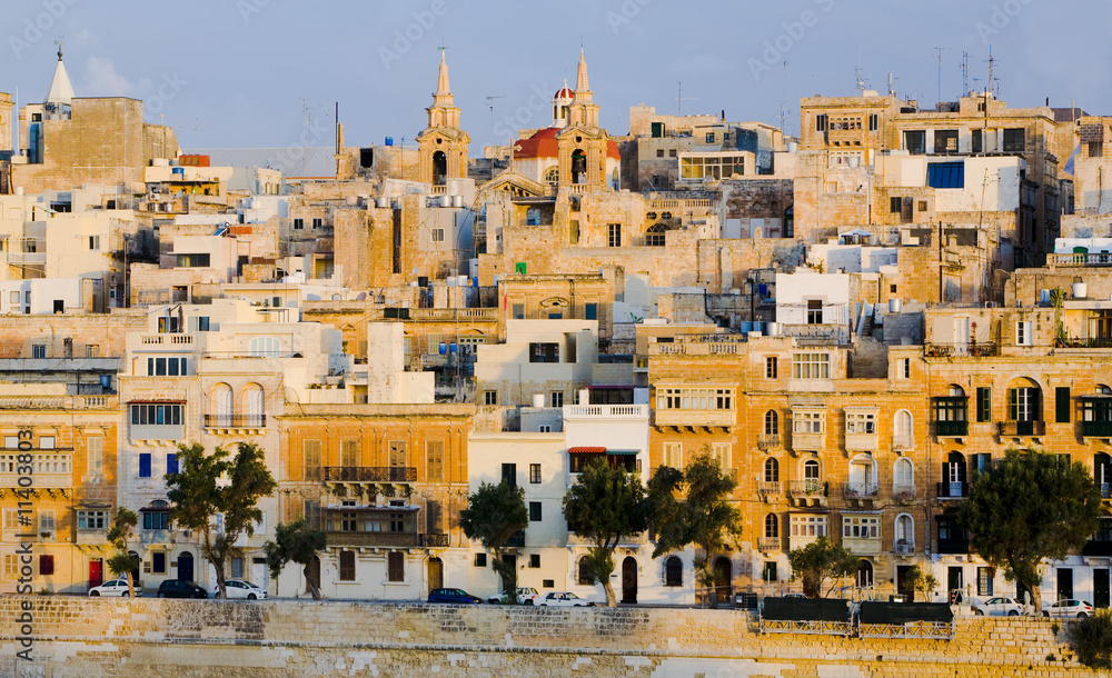 Fototapeta premium Valletta Malta Waterfront Buildings