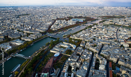 Seine River and the City of Paris from High Up