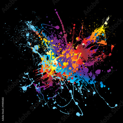 ink splatter rainbow black