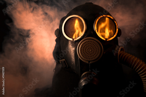 Man in gas mask
