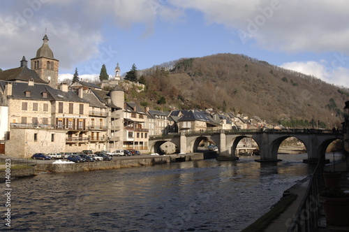 Saint Geniez  d'Olt le lot et le pont vieux Aveyron photo