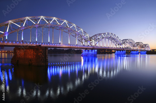 bridge over the river at evening