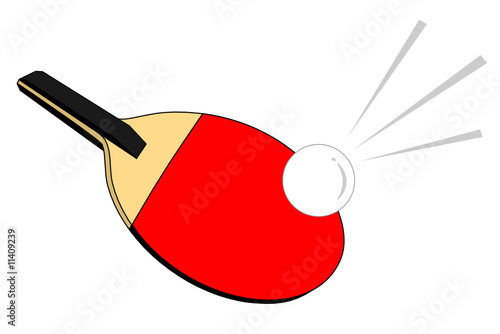 A Ping pong paddle with ball