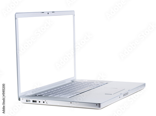 Laptop with blank screen, isolated