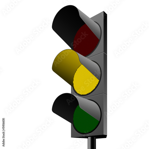Vector traffic light. Yellow.
