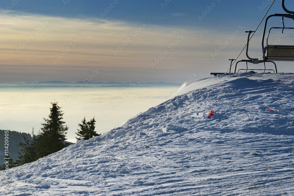 Fototapeta premium ski lift on mountain