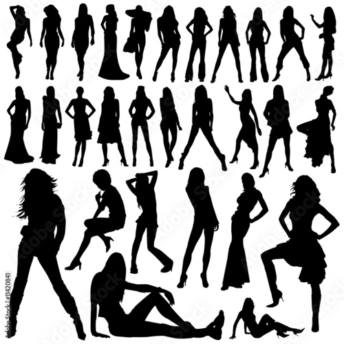 collection of model woman vector