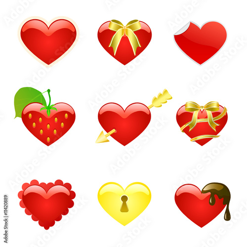 valentine heart icons vector