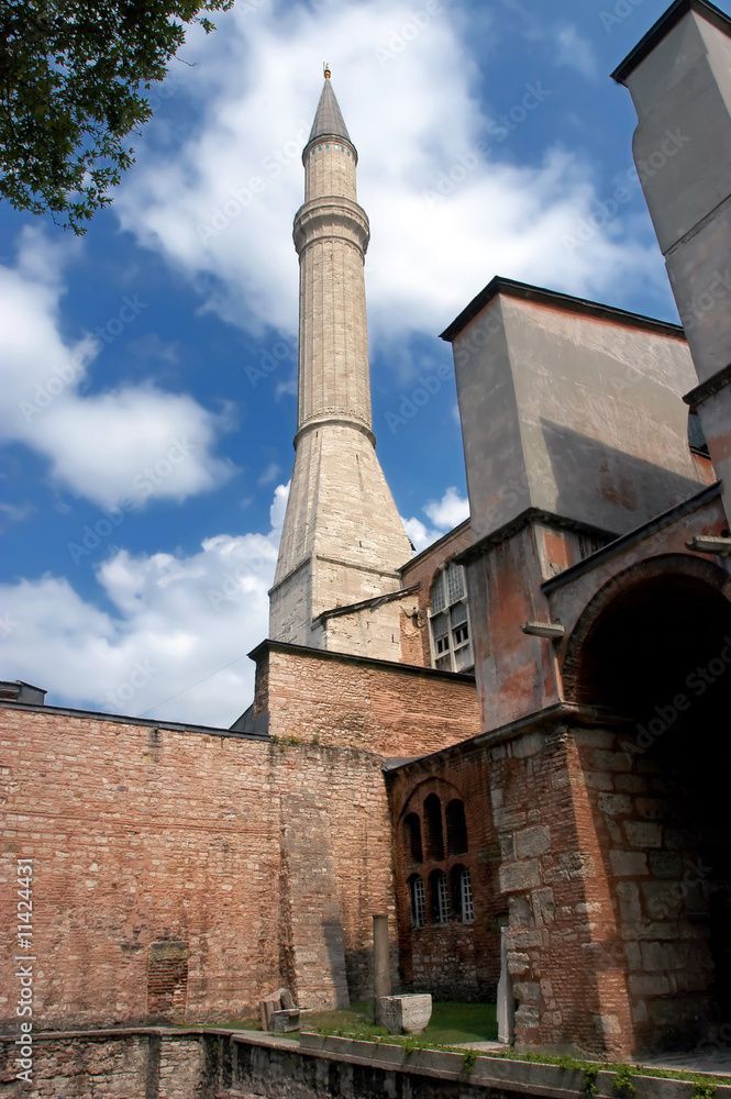 Minaret at Hagia Sofia in Istanbul