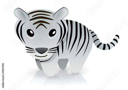 Tigre blanc souriant  reflet 
