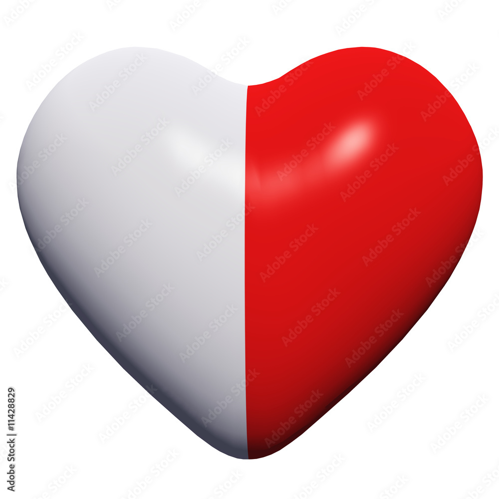 3D half red heart isolated on white background 3D half red heart isolated on white background