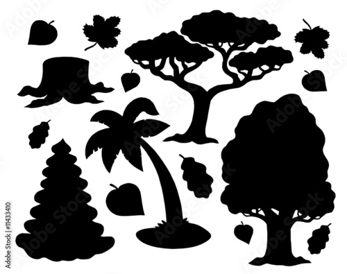 Various trees silhouette collection
