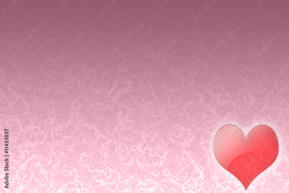 Valentine card with heart in bottom of pink background