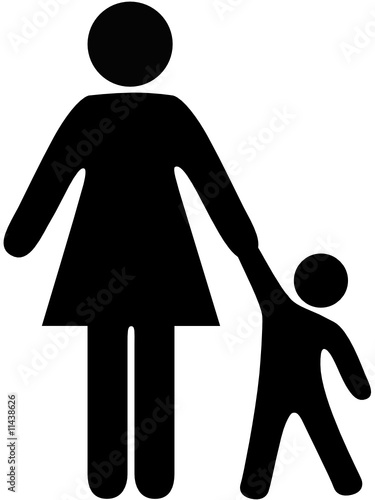 Symbol people mom and toddler hold hands