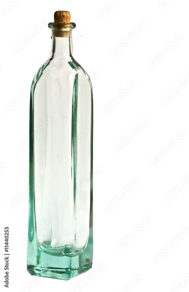 Empty old-fashioned glass medicine bottle with cork stopper