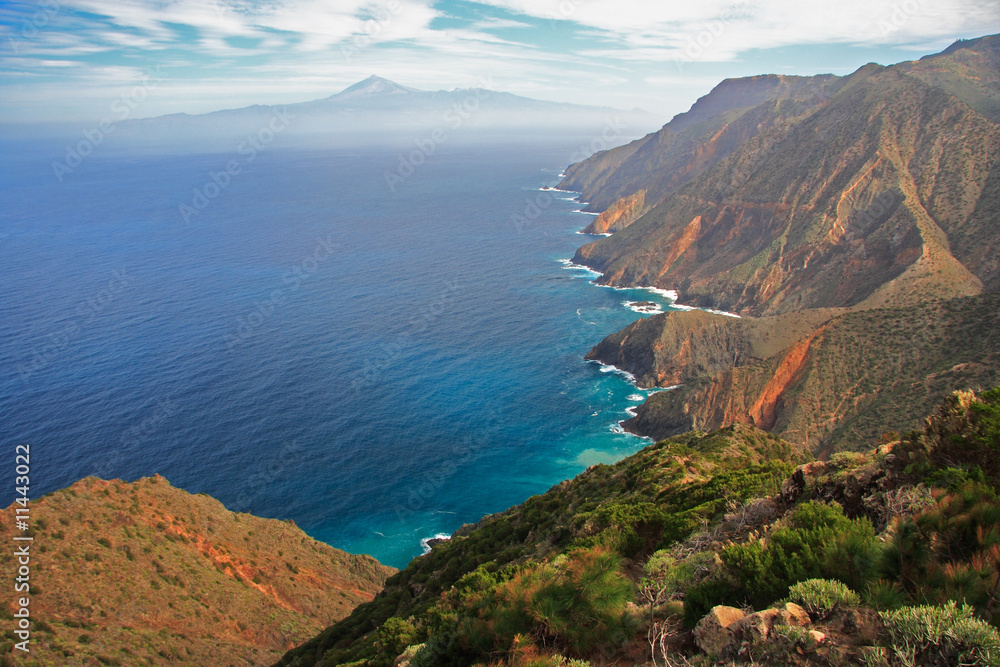 Island landscape. Tenerife seen from Gomera, Spain.