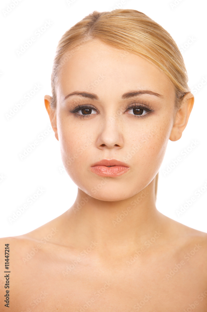 Portrait of cute blond woman, isolated on white Portrait of cute blond woman, isolated on white
