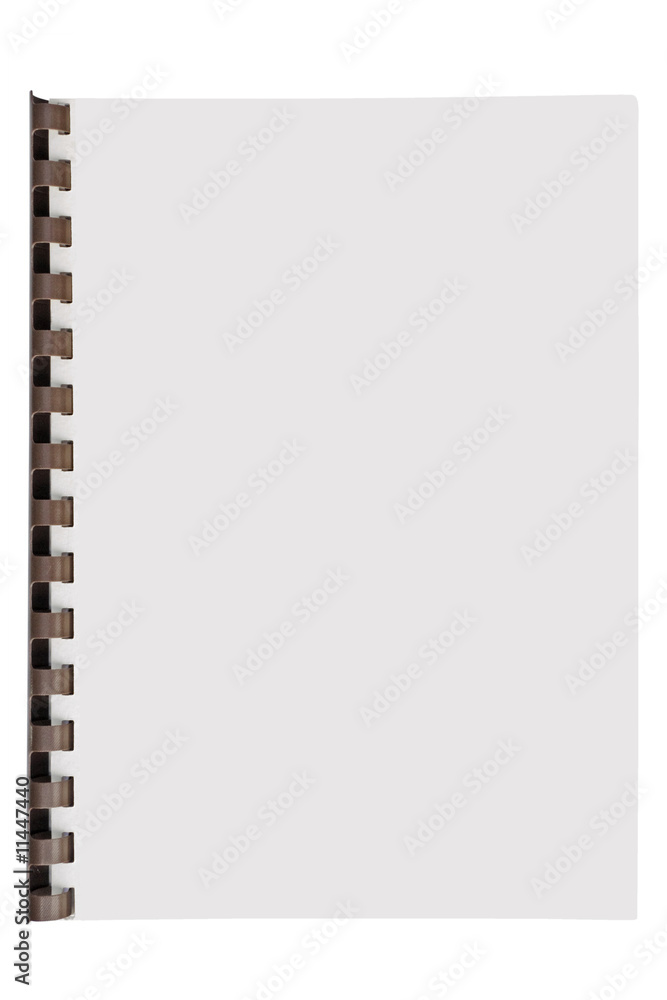 cahier à spirale plastique sur fond blanc Photos | Adobe Stock
