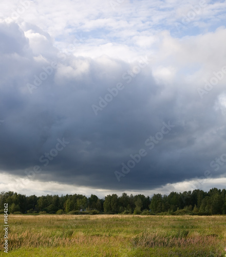 Field and storm clouds photo