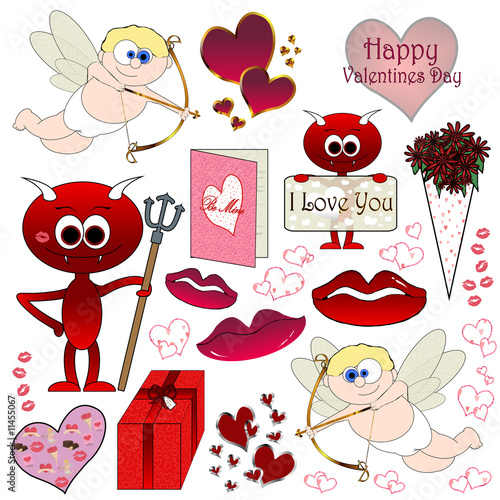 Valentines Cartoon Page Set - Isolated On White photo